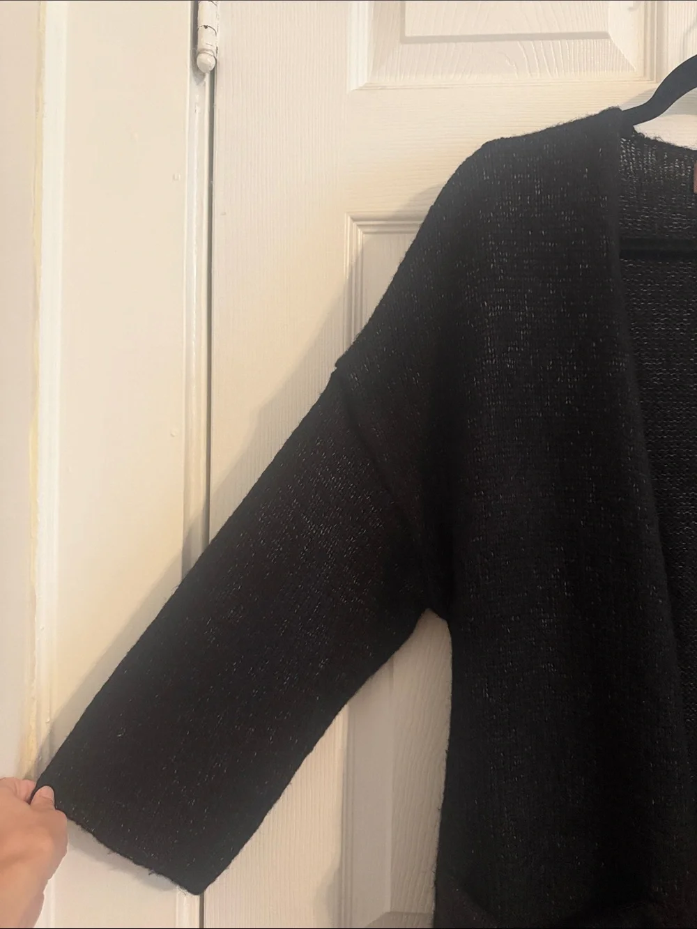 NEW Kerisma Women's Black Knit Belted Robe Cardigan Alpaca Sweater Sz S/M